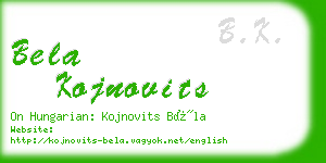 bela kojnovits business card